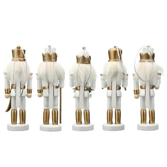 5Pcs Wooden Nutcracker Soldier Handcraft Puppet Doll Toy Ornament Christmas Gift Home Room Decorations