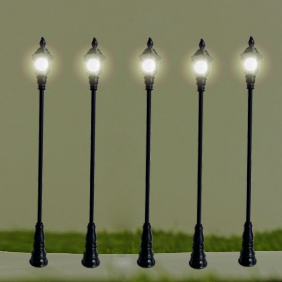 5Pcs/Set 1:100 HO Scale LED Model Post Street Garden Light Railway Train Lamps