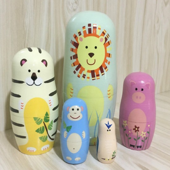 5Pcs/Set Matryoshka Animal Wooden Russian Doll Nesting Dolls Christmas Kids Gift Decorations 5Pcs/Set Matryoshka Animal Wooden Russian Doll Nesting Dolls Christmas Kids Gift Decorations