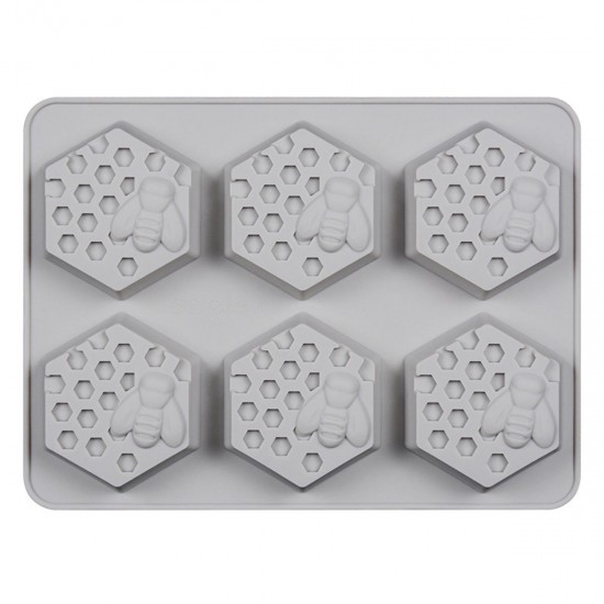 6 Cavity Silicone Cookie Handmade Soap Mould Honey Bee Design Ice Cube Mold