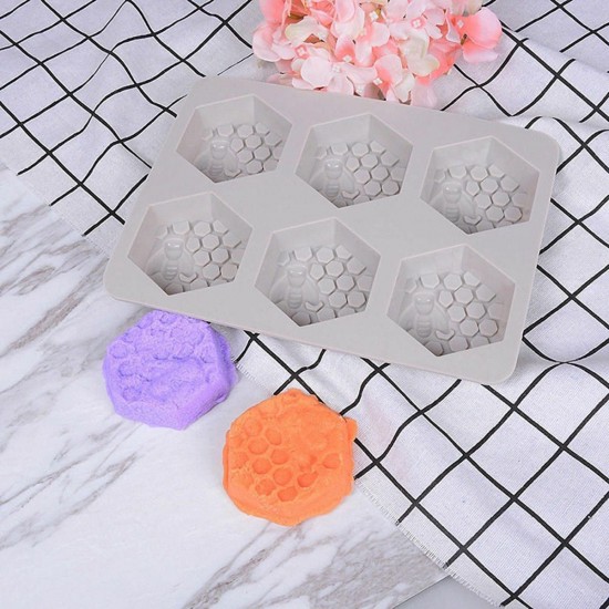 6 Cavity Silicone Cookie Handmade Soap Mould Honey Bee Design Ice Cube Mold 6 Cavity Silicone Cookie Handmade Soap Mould Honey Bee Design Ice Cube Mold