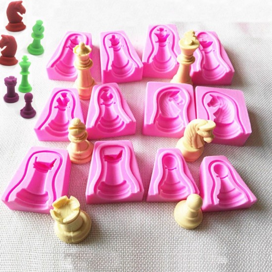 6 Sets 3D Silicone Fondant Cake International Chess Mold Chocolate Cupcake Candy Mould Soap Tool