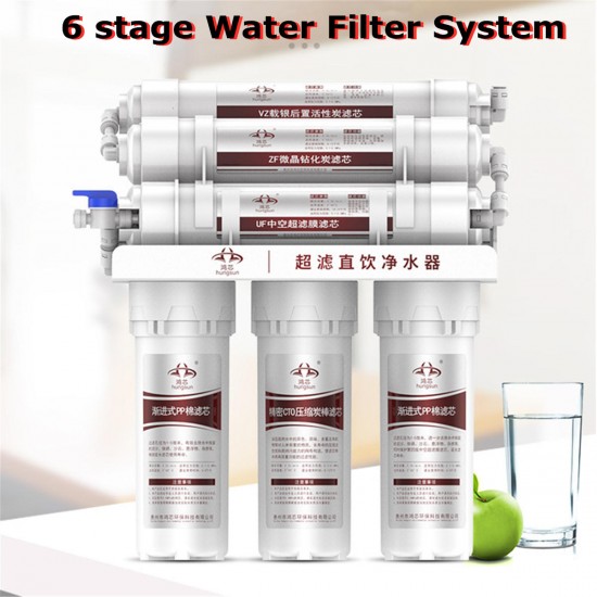 6 Stage Water Filter System With Faucet Valve Home Kitchen Purifier ABS 6 Stage Water Filter System With Faucet Valve Home Kitchen Purifier ABS