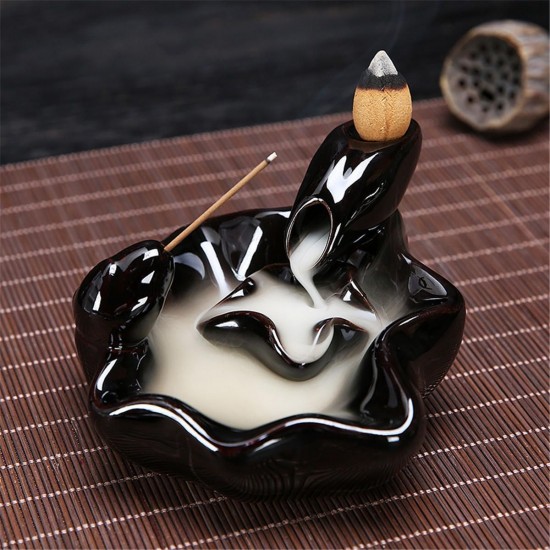 6 Style Buddhist Incense Burner Smoke Backflow Ceramic Glaze Censer Cone Holder