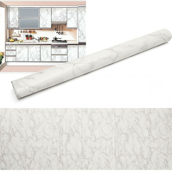 60x200cm Marble Effect Wallpaper Granite Vinyl White Grey Home Kitchen Decoration