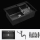 680x450mm Nano Stainless Steel Kitchen Black Sink Above Counter Stainless Steel Seamless Welding Collapsible