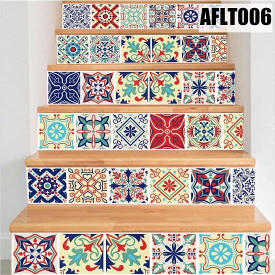 6PCS Stair Step Decals Stickers Stair Riser Decals Tile Backsplash Contact Paper