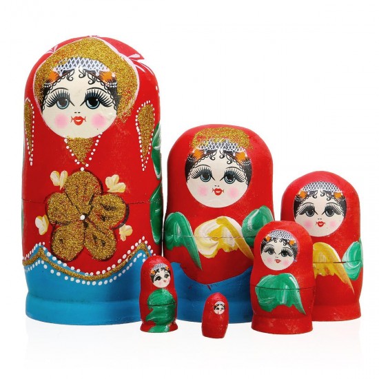 6Pcs/Set Russian Nesting Dolls Hand Painted Matryoshka Babushka Kids Toy Gift Decorations