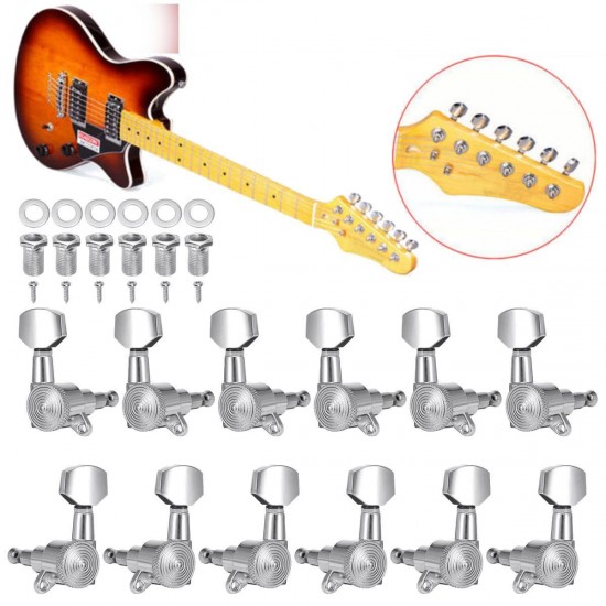 6Pcs/Set Tuning Pegs Keys Locking Tuner Heads 6R 6L for Electric Wooden Guitar Parts