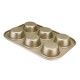 6pc Muffin Pan Baking Cooking Tray Mould Round Bake Cup Cake Gold/Black