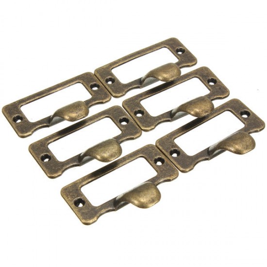 6pcs Antique Brass Drawer Label Pull Cabinet Frame Handle File Name Card Holder 6pcs Antique Brass Drawer Label Pull Cabinet Frame Handle File Name Card Holder