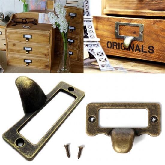 6pcs Antique Brass Drawer Label Pull Cabinet Frame Handle File Name Card Holder 6pcs Antique Brass Drawer Label Pull Cabinet Frame Handle File Name Card Holder