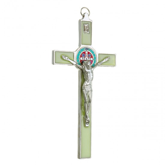 7'' Antique Green Catholic Religious Wall Cross Jesus Crucifix Decorations Noctilucent