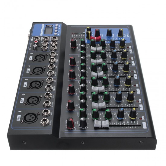 7 Channel Digital Microphone Sound Audio Mixer Console 48V Phantom Power Professional Karaoke Audio Mixer Amplifier With USB