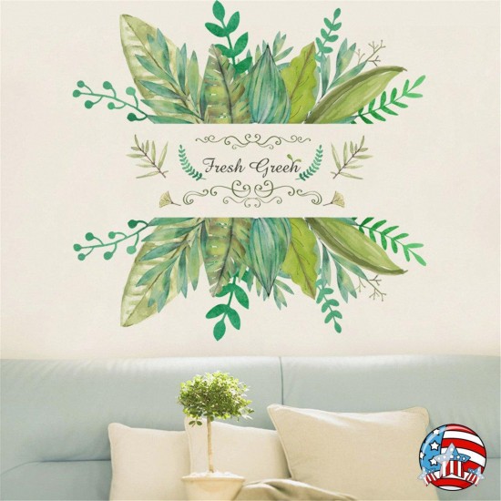 70x50cm Green Leaves PVC Wall Sticker Mural Room Background Decor DIY Art Decal