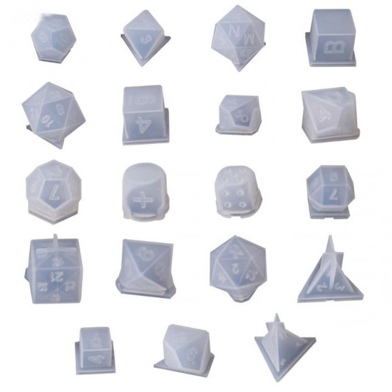 7/19Pcs/Set Dice Fillet Square Triangle Dice Mold Dice Digital Game Silicone Mould