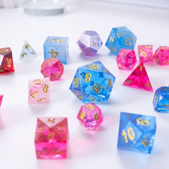 7/19Pcs/Set Dice Fillet Square Triangle Dice Mold Dice Digital Game Silicone Mould