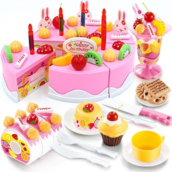75Pcs Kitchen Toys DIY Cake Donut Birthday Food Pretend Fruit Cutting Gift
