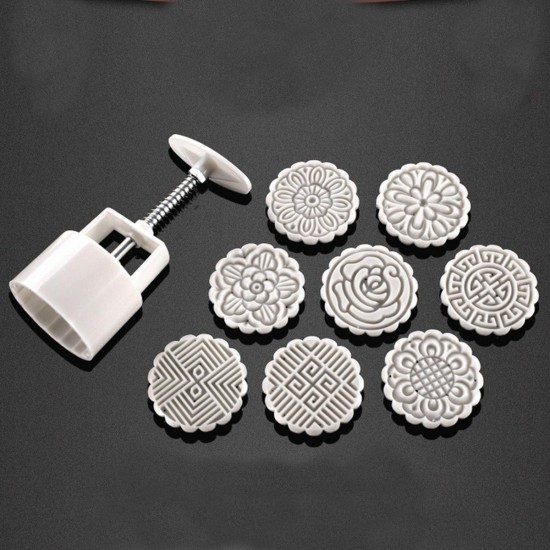 75g 8 Flower Stamps Moon Cake DIY Mould Hand Pressure Biscuit Pastry Mold Baking Tool
