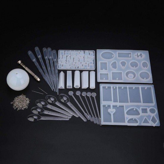 77Pcs/Set Crystal Epoxy Resin Silicone Pendant Casting Mould Kit Transparent Jewelry Making Mold Spoons Cups Sticks for DIY Crafting Decorations 77Pcs/Set Crystal Epoxy Resin Silicone Pendant Casting Mould Kit Transparent Jewelry Making Mold Spoons Cups Sticks for DIY Crafting Decorations