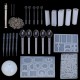 77Pcs/Set Crystal Epoxy Resin Silicone Pendant Casting Mould Kit Transparent Jewelry Making Mold Spoons Cups Sticks for DIY Crafting Decorations 77Pcs/Set Crystal Epoxy Resin Silicone Pendant Casting Mould Kit Transparent Jewelry Making Mold Spoons Cups Sticks for DIY Crafting Decorations
