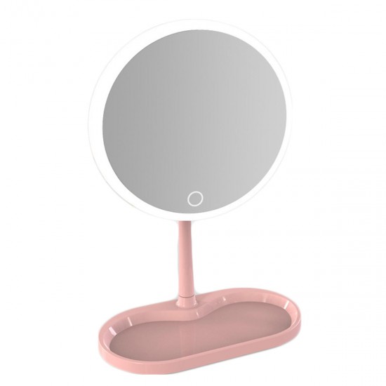 7/8 Inch USB Charging Touch Dimming LED Makeup Table Mirrors With Cosmetics Storage Tray