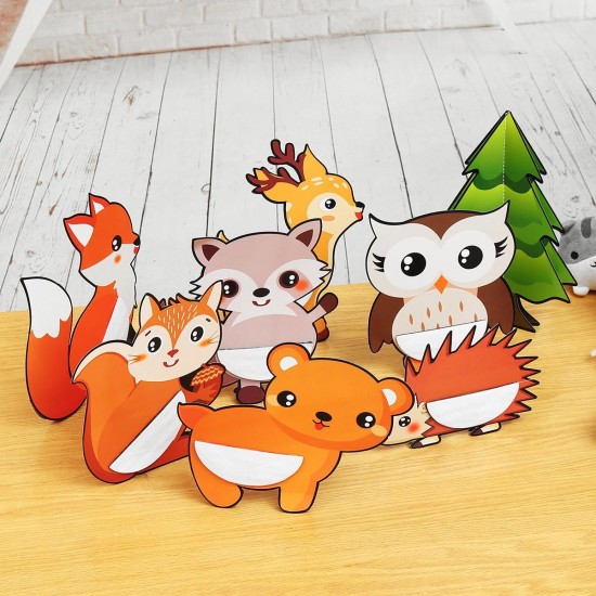 7/8Pcs Woodland Animal Honeycomb Center 3D Table Party Themed Decorations