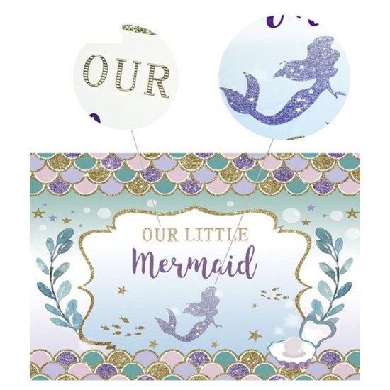 7x5'' Mermaid Party Backdrop Birthday Newborn Photography Baby Shower Decorations
