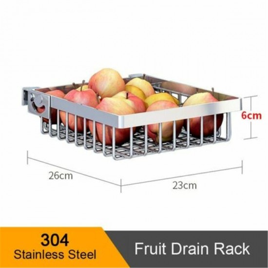 83cm Shelf Stainless Steel Drain Rack Shelf Square Basket for Fruit Dish Bowl in Kitchen