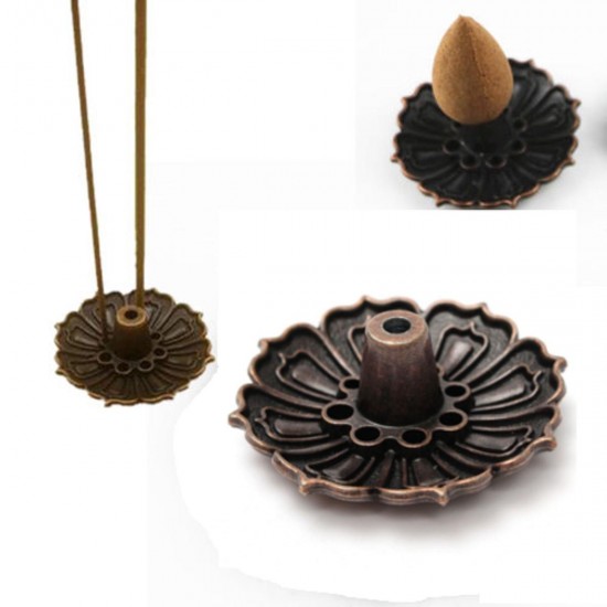 9 Holes Alloy Lotus Flower Incense Burner Holder Plate For Stick Cone Incense