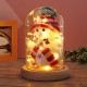 9x15cm Glass Dome Bell Jar Cloche Display Wooden Base With Fairy LED Light Decorations Christmas Gift