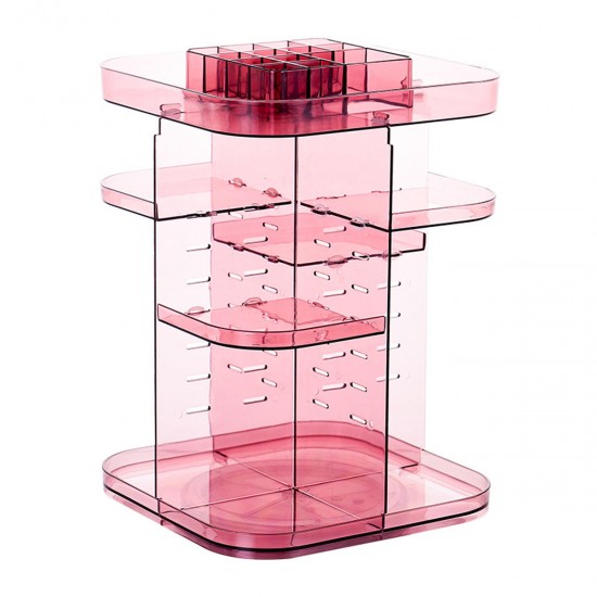 Adjustable 360° Rotating Makeup Jewelry Box Square Storage Rack Organizer Stand Display