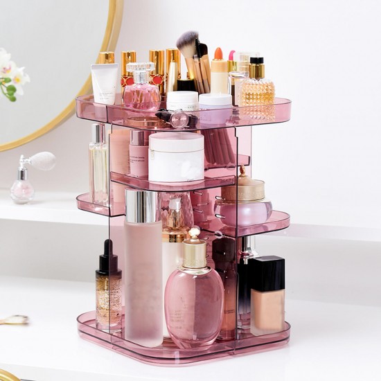 Adjustable 360° Rotating Makeup Jewelry Box Square Storage Rack Organizer Stand Display