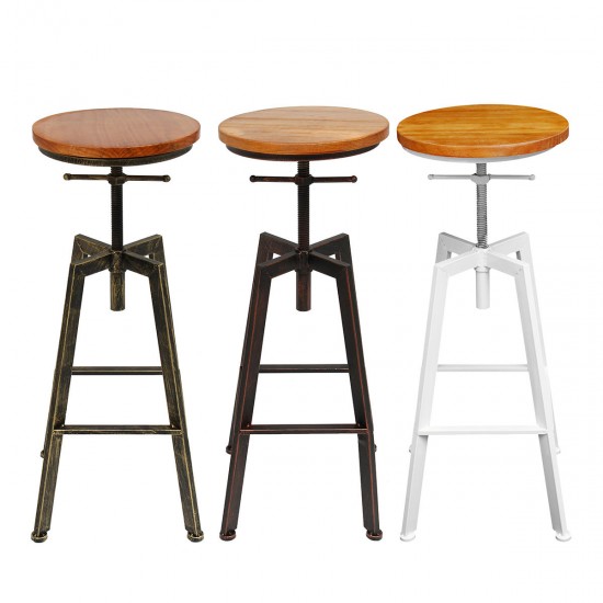 Adjustable Bar Chairs Wood Iron Counter Stool Retro Industrial Rotating Lift Bar Decorations