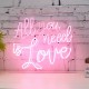 All You Need Is Love Neon Sign For Bedroom Wall Decor Artwork With Dimmer Decorations