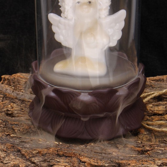 Angel Ceramic Backflow Incense Burner Smoke Cones Holder Sticks Censer Clay