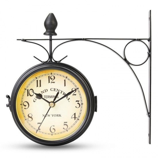 Antique Double Sided Wall Mount Station Clock Garden Vintage Retro Home Decoration Antique Double Sided Wall Mount Station Clock Garden Vintage Retro Home Decoration
