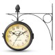 Antique Double Sided Wall Mount Station Clock Garden Vintage Retro Home Decoration