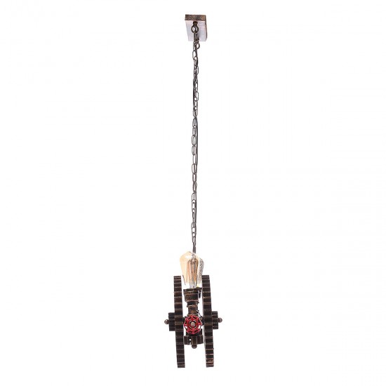 Antique Style Rust Metal Gear 2 Bare Bulbs Waterpipe Ceiling Pendant Light without Blub Antique Style Rust Metal Gear 2 Bare Bulbs Waterpipe Ceiling Pendant Light without Blub