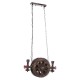 Antique Style Rust Metal Gear 2 Bare Bulbs Waterpipe Ceiling Pendant Light without Blub