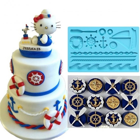 Ocean Theme Oars Helmsman Silicone Sailboat Mold Cake Mould Decorating Tools