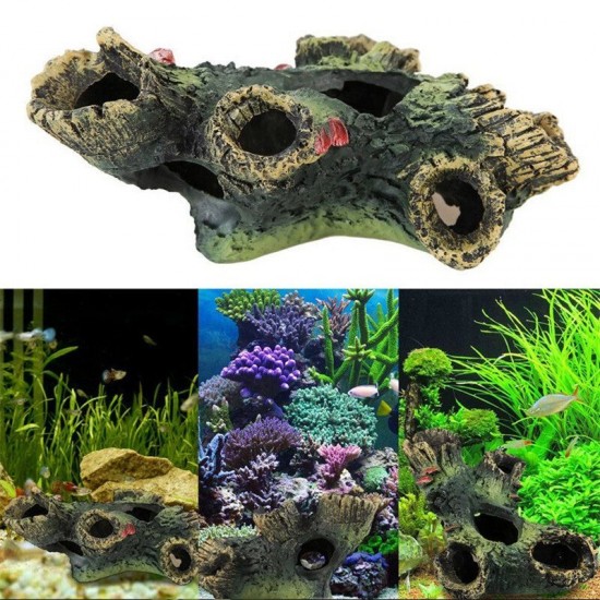 Aquarium Decoration Trunk Driftwood Fish Tank Resin Underwater Ornaments Rockery Stone Fish Tank Landscaping Decorations