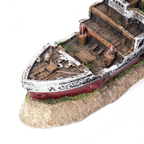 Aquarium Ship Ornament Wreck Boat Fish Tank Cave Resin Decoration 27x5.2x9.5cm Aquarium Ship Ornament Wreck Boat Fish Tank Cave Resin Decoration 27x5.2x9.5cm