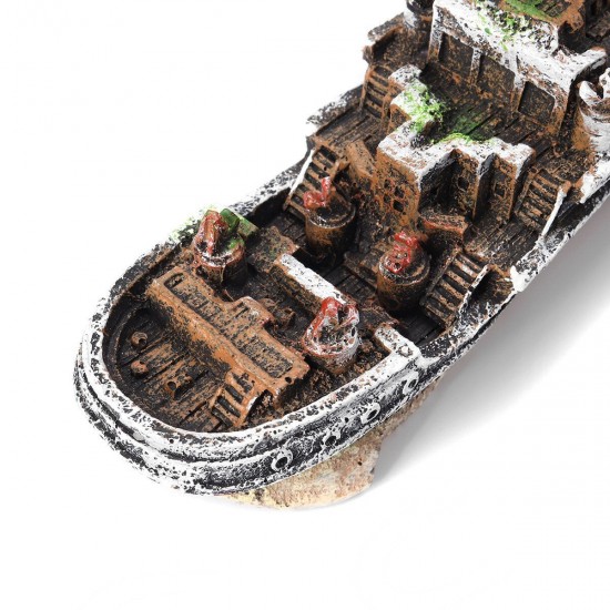 Aquarium Ship Ornament Wreck Boat Fish Tank Cave Resin Decoration 27x5.2x9.5cm Aquarium Ship Ornament Wreck Boat Fish Tank Cave Resin Decoration 27x5.2x9.5cm