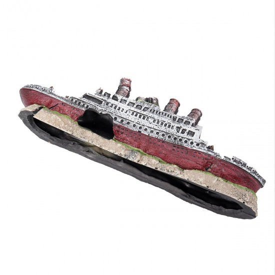 Aquarium Ship Ornament Wreck Boat Fish Tank Cave Resin Decoration 27x5.2x9.5cm Aquarium Ship Ornament Wreck Boat Fish Tank Cave Resin Decoration 27x5.2x9.5cm