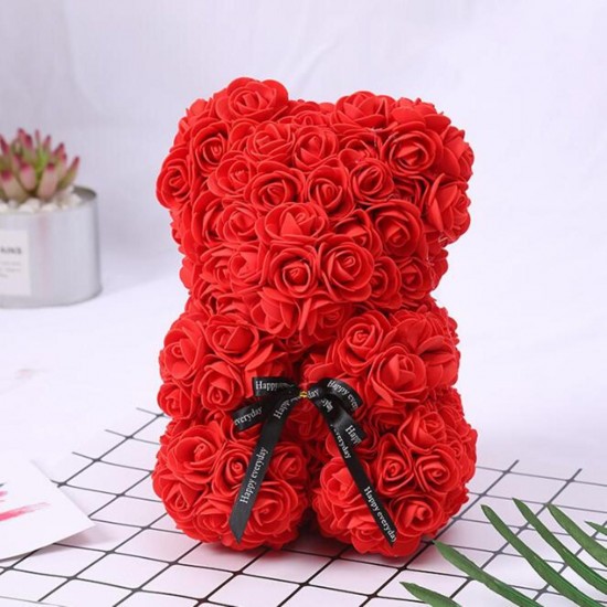 Artificial Flowers Rose Bear Plastic Foam Rose Teddy Bear Valentines Day Gift Birthday Party Decorations