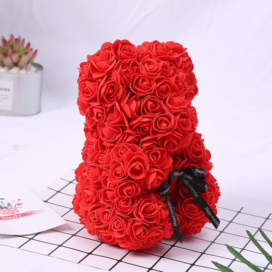 Artificial Flowers Rose Bear Plastic Foam Rose Teddy Bear Valentines Day Gift Birthday Party Decorations