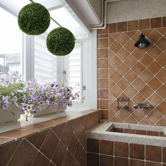 Artificial Green Grass Ball Topiary Hanging Garland Home Yard Wedding Decorations Artificial Green Grass Ball Topiary Hanging Garland Home Yard Wedding Decorations
