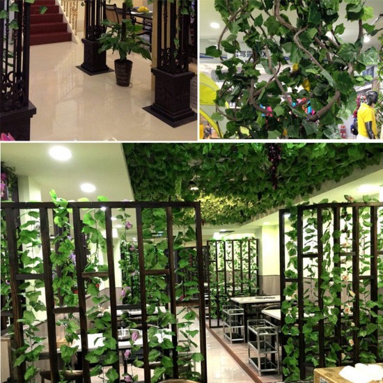 Artificial Vines Grape Leaves Green Leafy Plants Ceiling Decoration Pipes To Block Vine Creepers