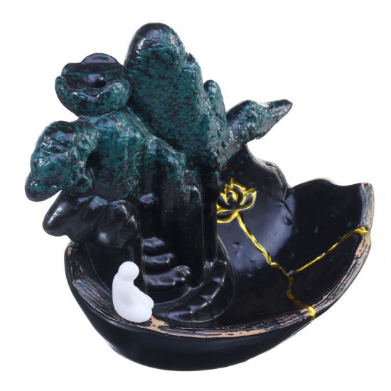 Backflow Ceramic Mountain Waterfall Smoke Incense Aroma Burner Cones Home Decor Backflow Ceramic Mountain Waterfall Smoke Incense Aroma Burner Cones Home Decor